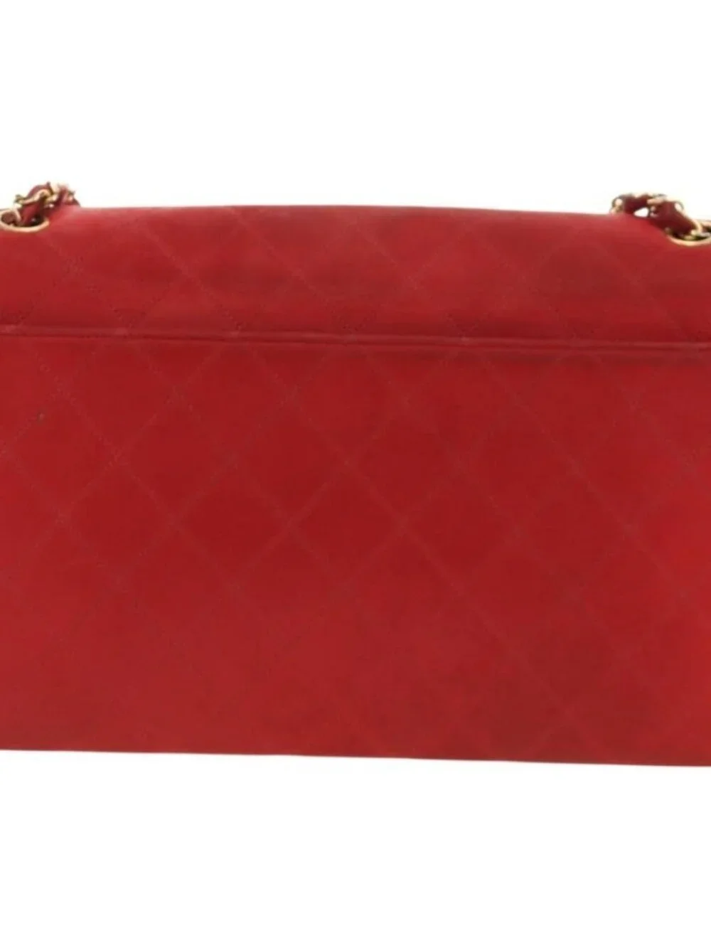 CHANEL Bicolore Chain Shoulder Bag Lamb Skin Red Gold CC Auth BA13416V